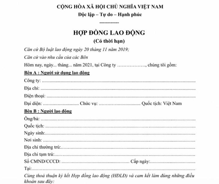 Hợp đồng lao động cần thể hiện đầy đủ thông tin giữa hai bên và một số nội dung cốt lõi khác